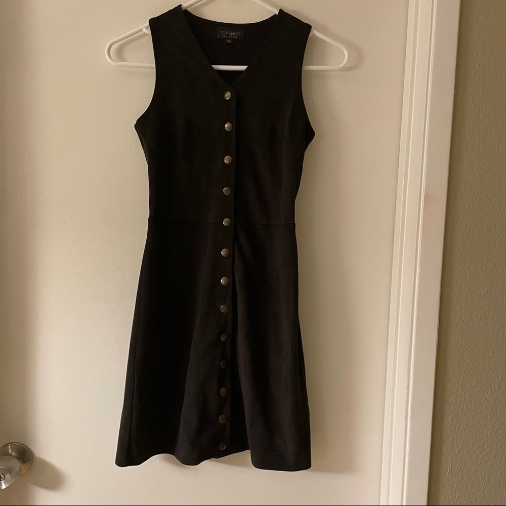 TOPSHOP black suede button up dress